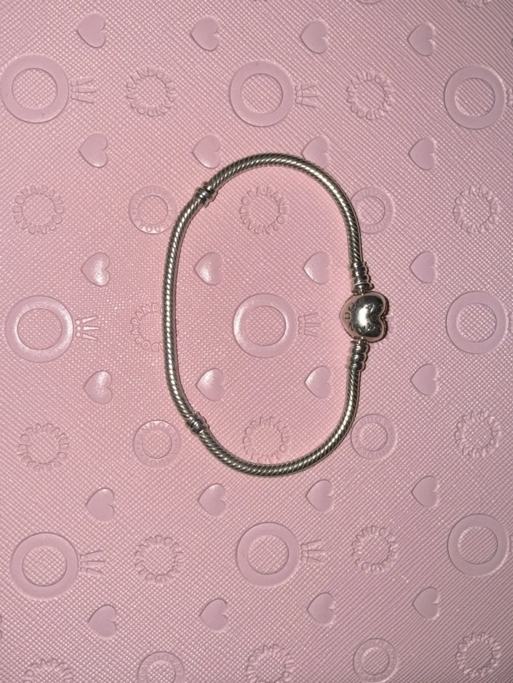 Pandora Sparkling Heart Snake Chain Bracelet